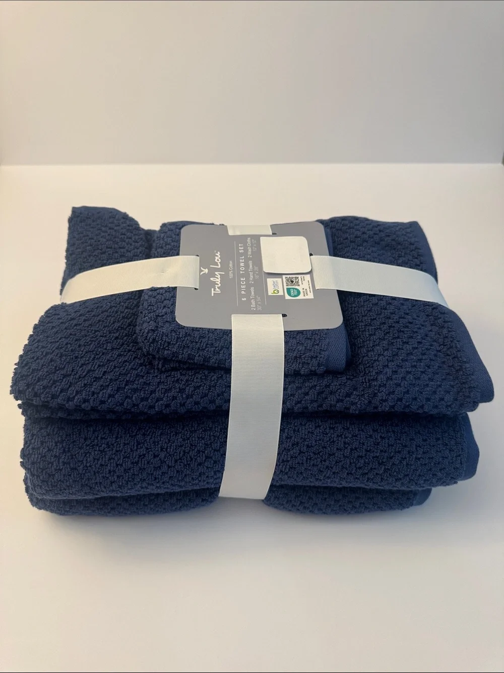 6pc TRULY LOU 100% Cotton Bath Towel Set - Bundle - Estate Blue